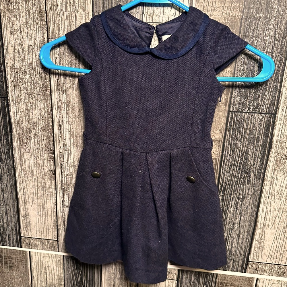 Designer Marie Chantal Beautiful Wool Girls Dress with Button, London Designer